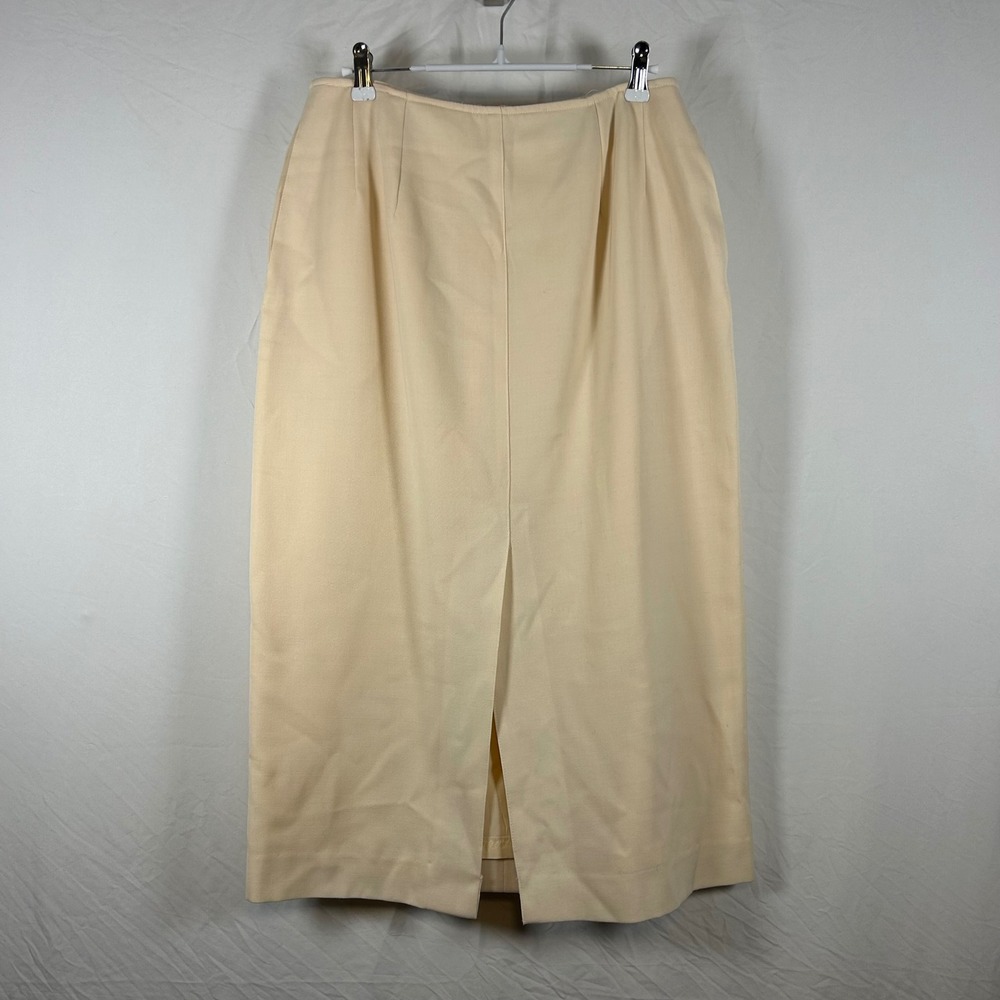 Harve Benard‎ Vintage 100% Wool Midi Skirt Cream Pencil High Waist Size 10